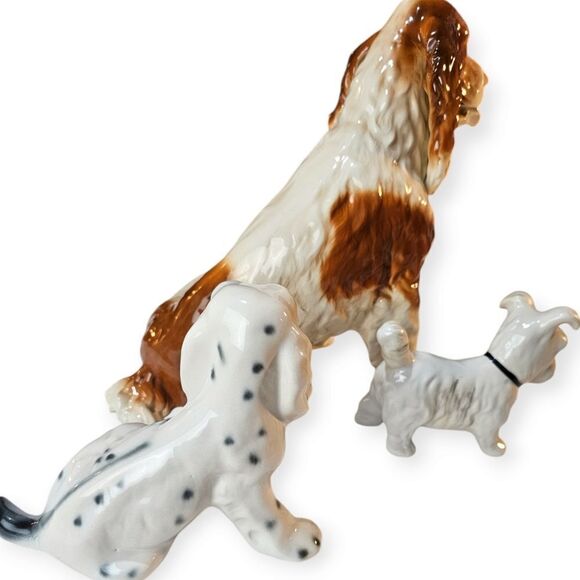 Vintage Romanian Porcelain Dog Collection Cocker Spaniel Dalmation Scottie - Picture 2 of 14
